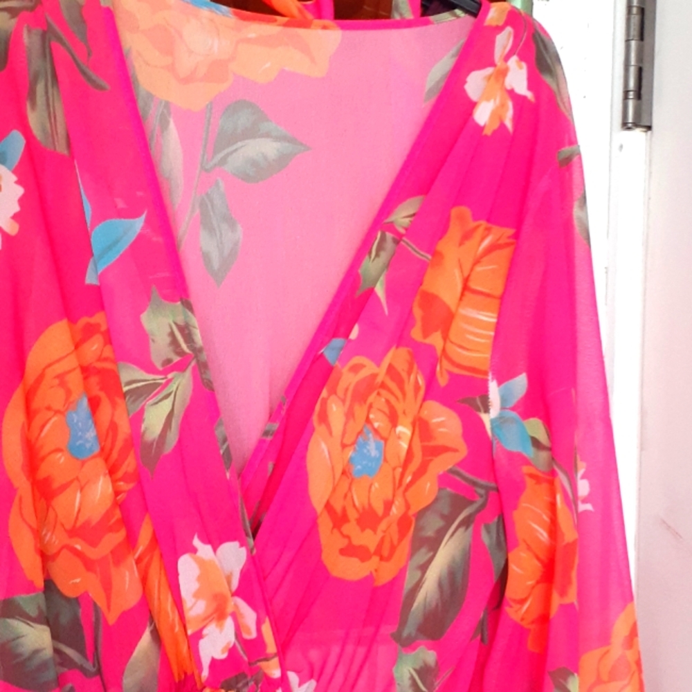 Multi color macro long sleeve dress